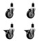 Service Caster 4'' Black Poly Wheel Swivel 1-1/2'' Expanding Stem Caster Set 2 Brakes, 4PK SCC-EX20S414-PPUB-BLK-2-PLB-2-112 - alternate 1